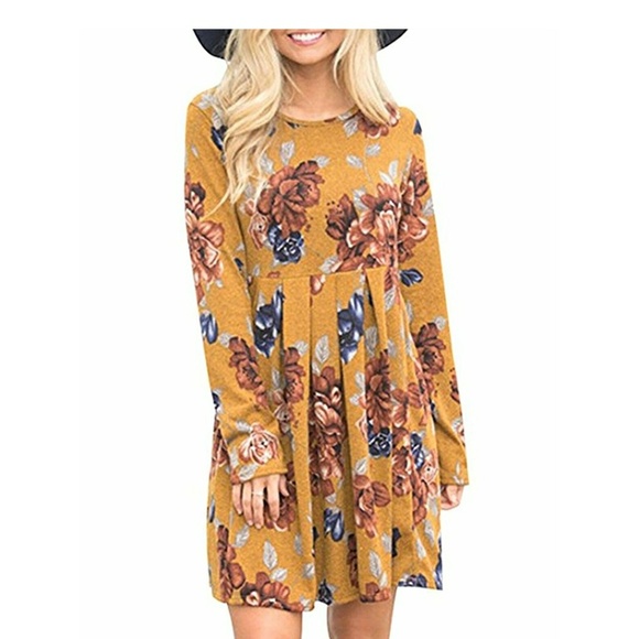 🖤HP x2 🖤TUVA Yellow Floral Long Sleeve Dress - Picture 4 of 6